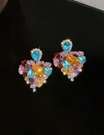 Fashion Color Love Drop Earrings With Diamonds