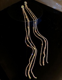 Fashion Gold Diamond Tassel Earrings
