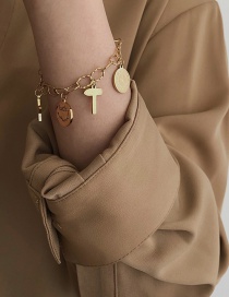 Fashion Gold Titanium Steel Five-pointed Star Smiley Face Round Brand Bracelet