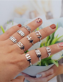 Fashion 222-steel Color Stainless Steel Digital Open Ring