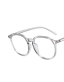 Fashion Transparent Off-white Film Round Big Frame Flat Glasses