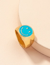 Fashion Blue Alloy Smiley Ring