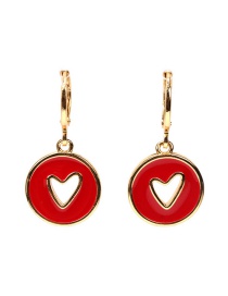 Fashion Red Gold-plated Copper Dripping Heart-shaped Earrings