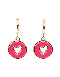 Fashion Rose Red Gold-plated Copper Dripping Heart-shaped Earrings