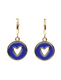 Fashion Blue Gold-plated Copper Dripping Heart-shaped Earrings