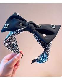 Fashion Black Leopard Rhinestone H Bowknot Leopard Print Color Block Headband