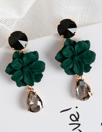 Fashion Green Flower Long Crystal Earrings