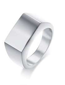 Fashion Steel Color Glossy Rectangular Titanium Steel Ring