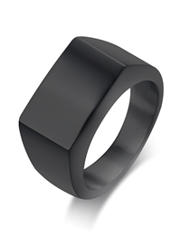 Fashion Gun Black Glossy Rectangular Titanium Steel Ring