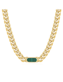Fashion Necklace Green Stainless Steel Cuban Chain Necklace