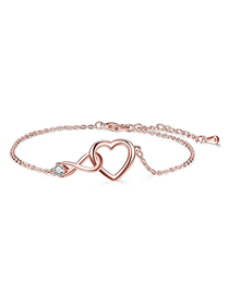 Fashion Gold Silver-plated Copper Double Heart Interlocking Diamond Bracelet