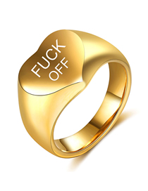 Fashion Gold Titanium Steel 18k Gold Plated Letter Ring
