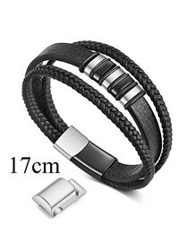 Fashion 17cm Steel Black Stainless Steel Leather Braided Extension Buckle Leather Cord