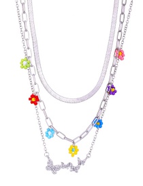 Collar Multicapa De Perlas De Arroz Flor Diamante Mariposa
