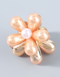 Fashion Champagne Gold Alloy Inlaid Pearl Flower Catch Clip