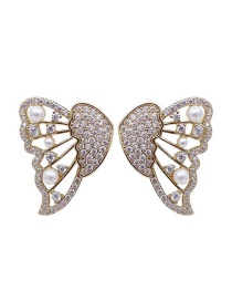 Fashion Gold Color Butterfly Inlaid Zirconium Earrings