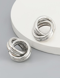 Fashion Silver Alloy Double-layer Round Winding Ear Studs