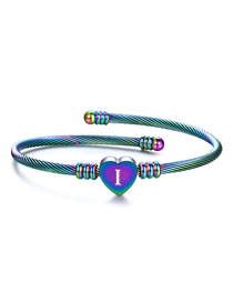 Fashion I Stainless Steel 26 Letters Color Cable Wire Bracelet