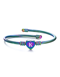 Fashion K Stainless Steel 26 Letters Color Cable Wire Bracelet