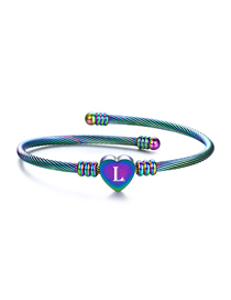Fashion L Stainless Steel 26 Letters Color Cable Wire Bracelet