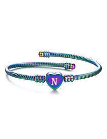 Fashion N Stainless Steel 26 Letters Color Cable Wire Bracelet