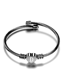 Fashion D Stainless Steel 26 Letters Cable Cord Peach Heart Bracelet