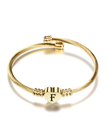 Fashion F Gold 26 Letters Stainless Steel Braided Cable Bracelet