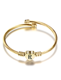 Fashion R Gold 26 Letters Stainless Steel Braided Cable Bracelet