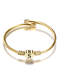 Fashion S Gold 26 Letters Stainless Steel Braided Cable Bracelet