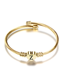 Fashion Z Gold 26 Letters Stainless Steel Braided Cable Bracelet