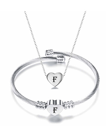 Fashion F Stainless Steel 26 Letters Necklace And Bracelet Set