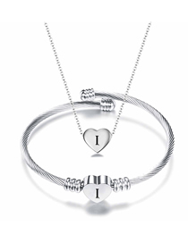 Fashion I Stainless Steel 26 Letters Necklace And Bracelet Set