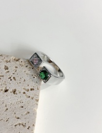 Fashion Opening Style Emerald Inlaid Love Heart Open Ring