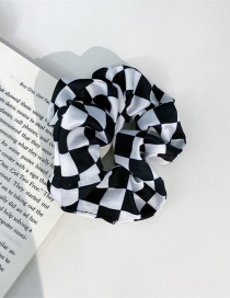 Fashion Black And White Grid Checkerboard Pleated Hair Tie