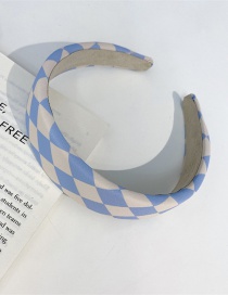 Fashion Blue And White Grid Checkerboard Wide-brimmed Headband