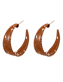 Fashion Brown Alloy Wave Point C-shaped Earrings