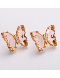 Fashion Champagne Transparent Crystal Butterfly Stud Earrings
