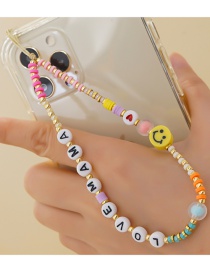 Fashion 2# Letter Rice Beads Soft Pottery Smiley Phone Chain