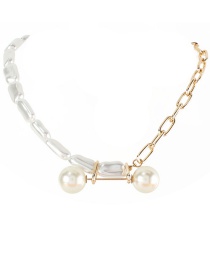Fashion Gold Color Alloy Pearl Beaded Chain Splicing Necklace