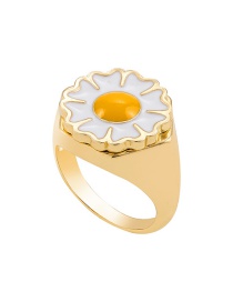 Fashion White Drip Oil Flower Ring