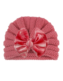 Fashion Skin Powder Children's Knitted Hat With Woolen Bow