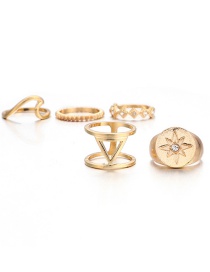 Fashion Gold Color Diamond And Mango Star Triangle Wave Combination Ring