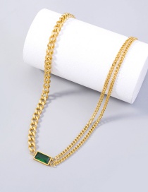 Fashion Se1025 18k Gold Color Stainless Steel Emerald Necklace
