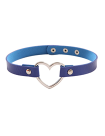 Fashion Blue Alloy Peach Heart Pu Leather Collar