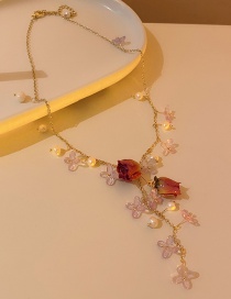 Fashion Necklace Flower Pearl Tassel Y Necklace
