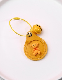 Fashion Yellow Bear Pu Cartoon Water Drop-shaped Card Holder