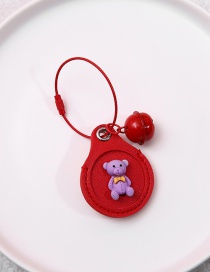 Fashion Purple Bear Pu Cartoon Water Drop-shaped Card Holder