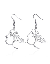 Fashion Silver Color Abstract Portrait Hollow Line Earrings