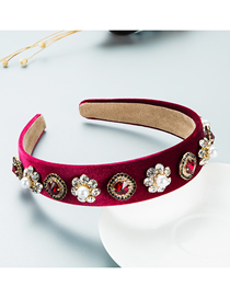 Fashion Red Alloy Color Diamond Wide-brimmed Headband