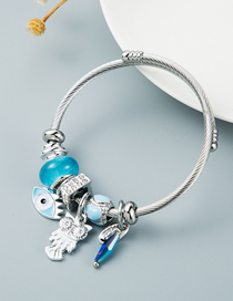 Fashion Light Blue Stainless Steel Owl Bracelet